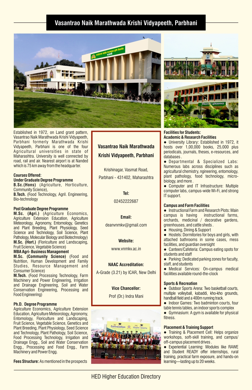 Vasantrao Naik Marathwada Krishi Vidyapeeth, Parbhani
