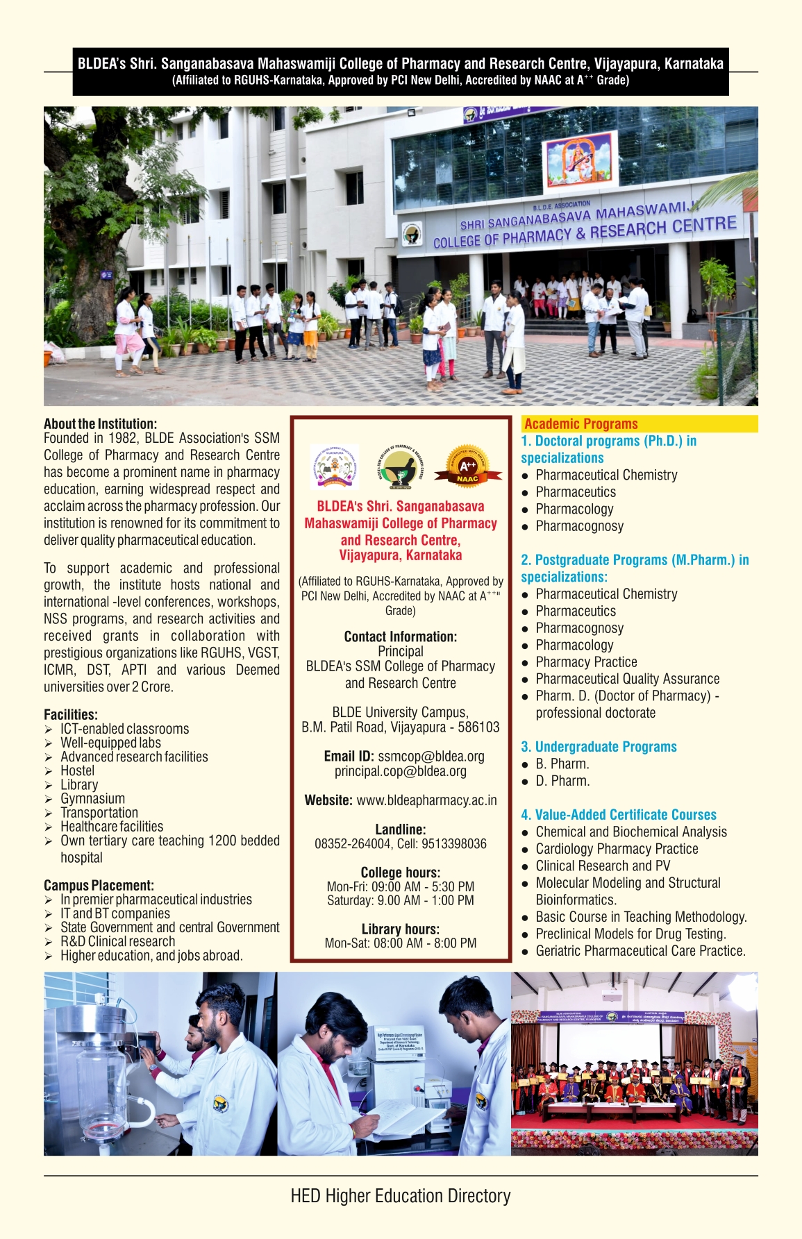 BLDEA'S SSM College of Pharmacy & Research Center