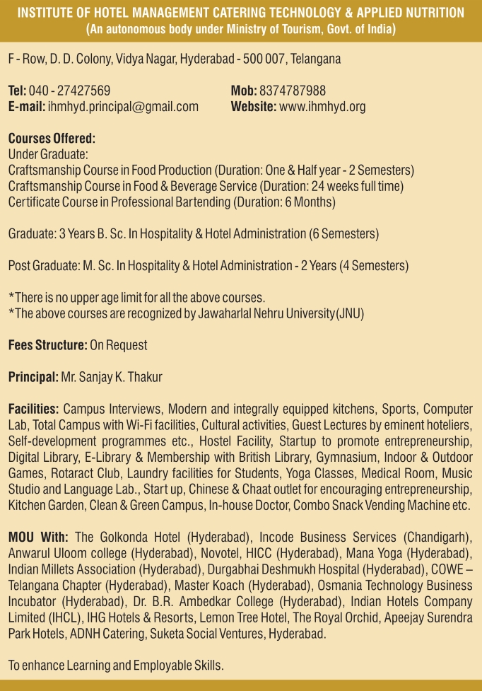 Institute of Hotel Management Careting Technology and Applied Nutrition