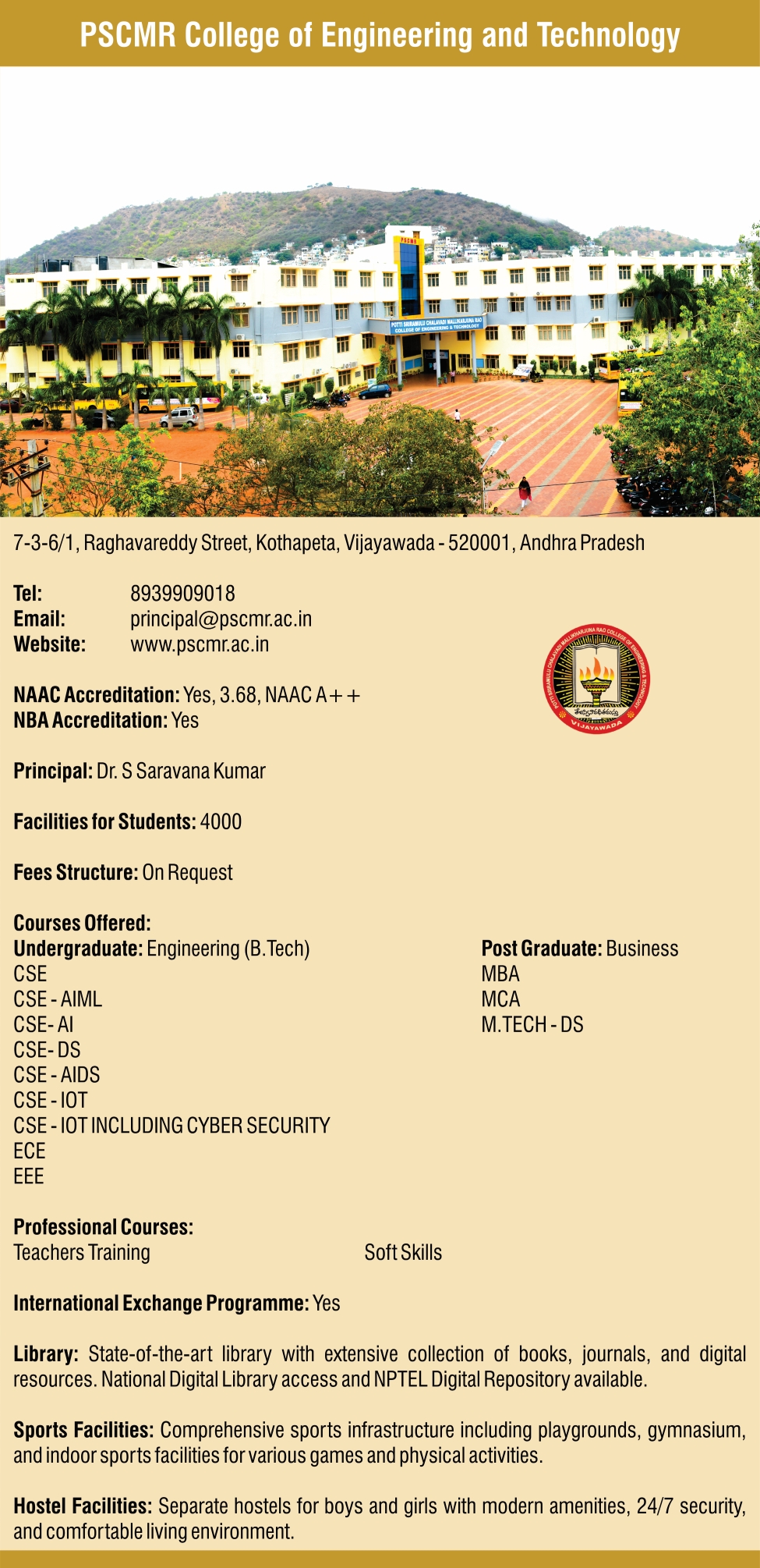 PSCMR College of Engineering and Technology