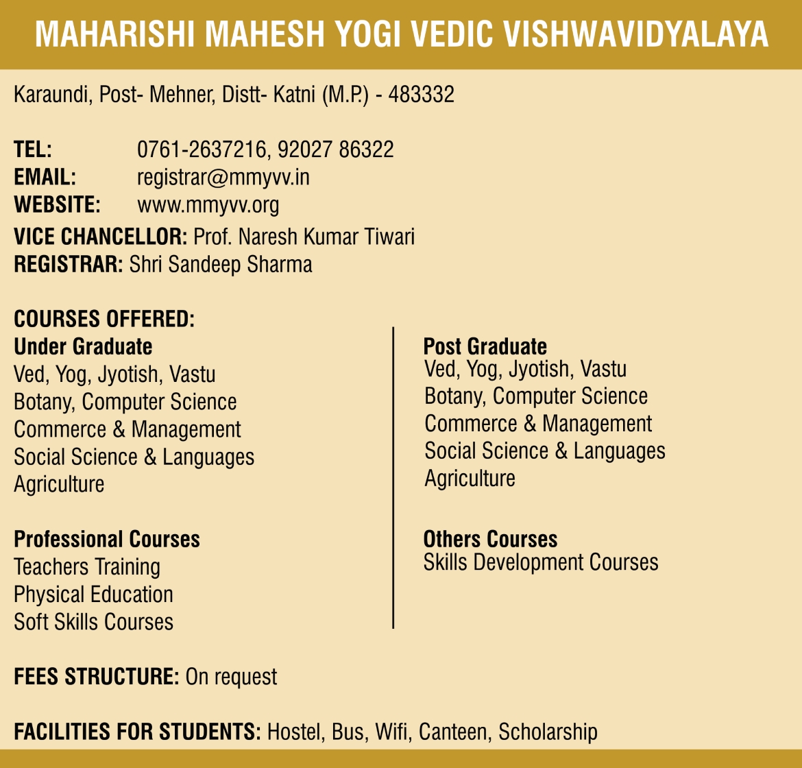 HED-Listing-Layout-Maharishi Mahesh Yogi Vedic Vishwavidyalaya
